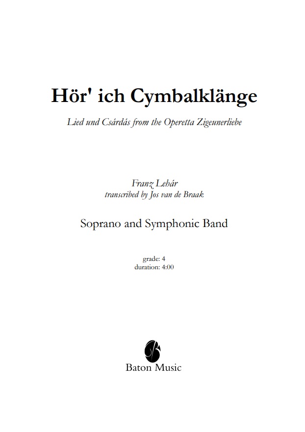 Hr' ich Cymbalklnge (from 'Zigeunerliebe') - clicca qui