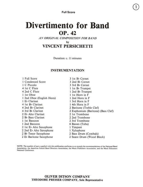 Divertimento for Band - clicca qui