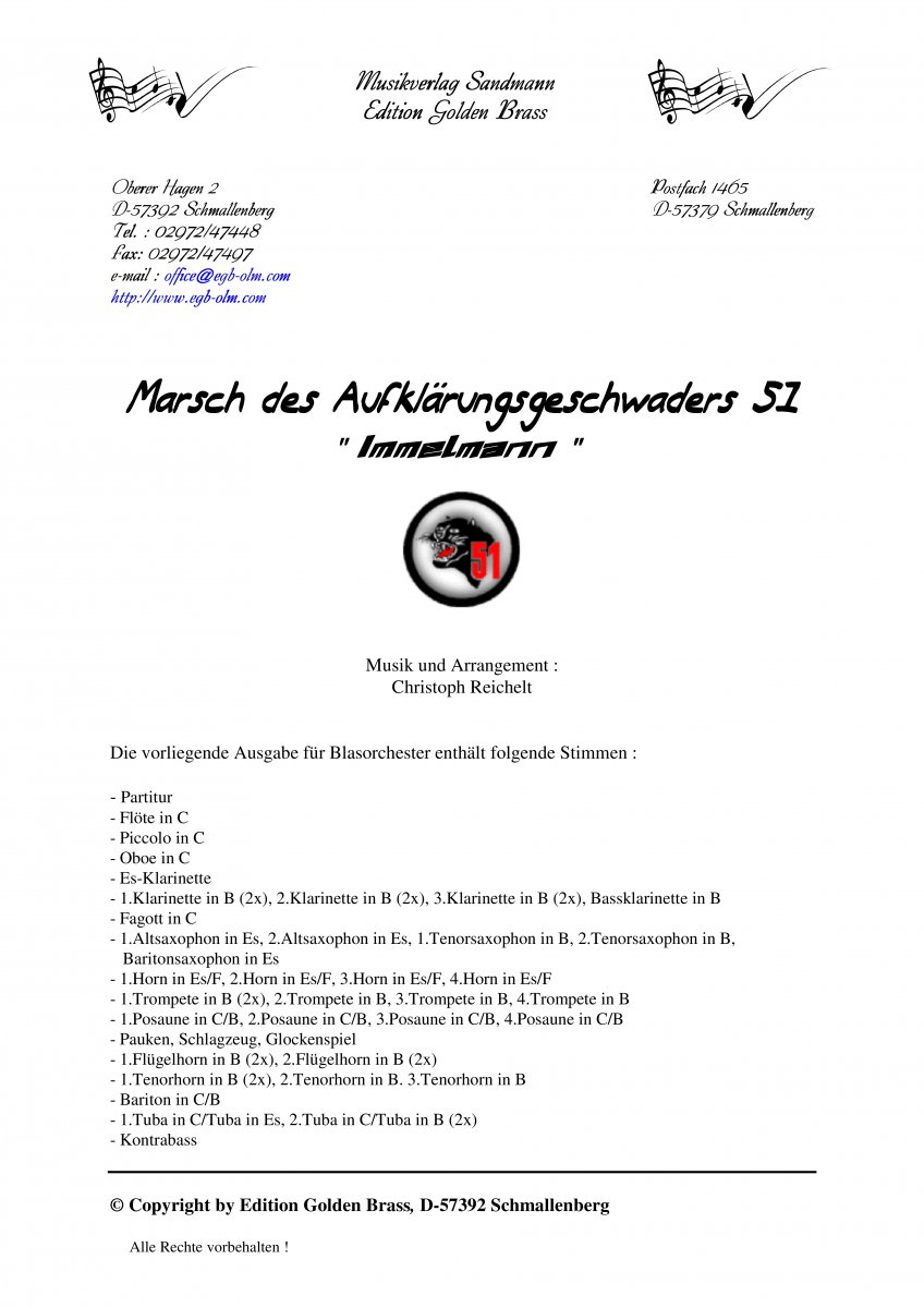 Marsch des Aufklärungsgeschwaders 51 "Immelmann" - cliccare qui Marsch des Aufklärungsgeschwaders 51 "Immelmann" - cliccare qui