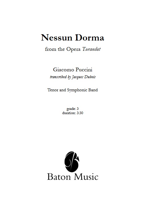 Nessun dorma (from the Opera 'Turandot') - clicca qui