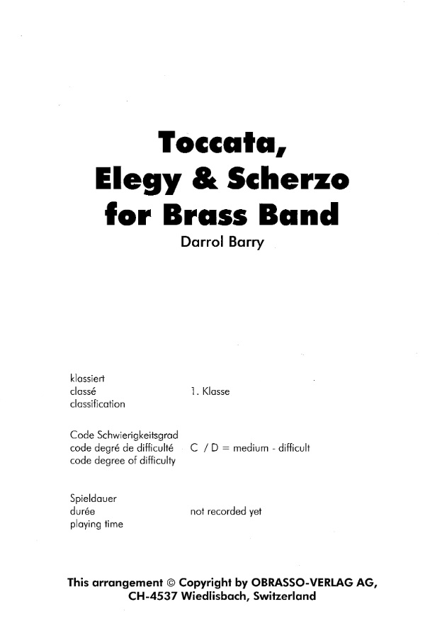 Toccata, Elegy and Scherzo For Brass Band - clicca qui