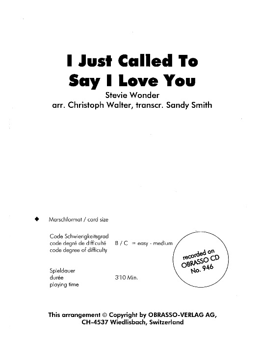 I Just Called to Say I Love You - clicca qui