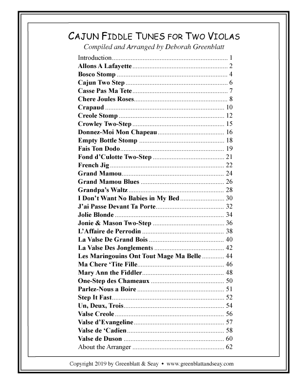 Cajun Fiddle Tunes for Two Violas - cliccare qui Cajun Fiddle Tunes for Two Violas - cliccare qui