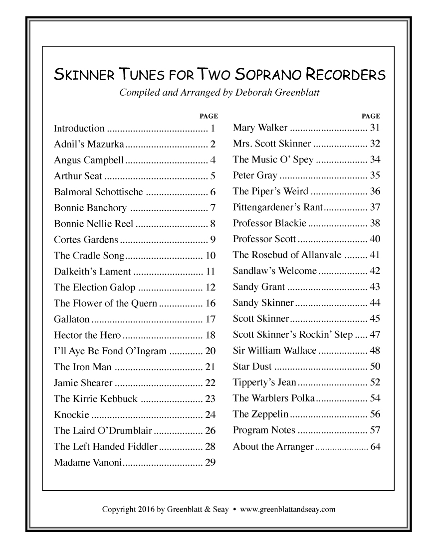 Skinner Tunes for Two Soprano Recorders - cliccare qui