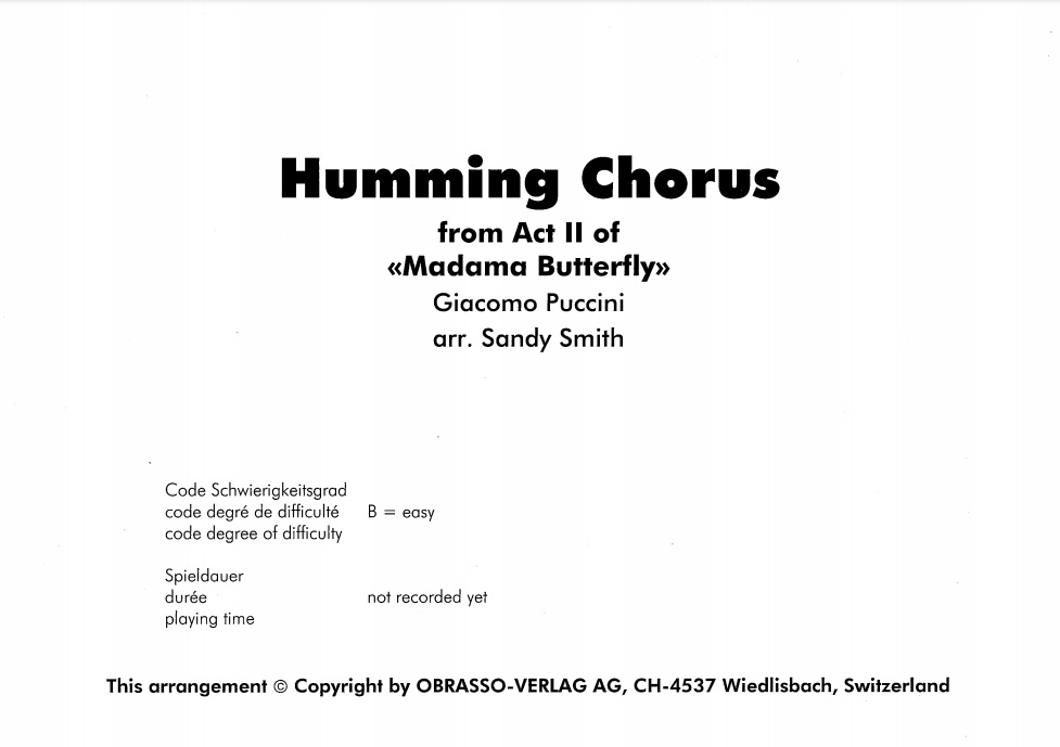 Humming Chorus (from 'Madame Butterfly') - clicca qui