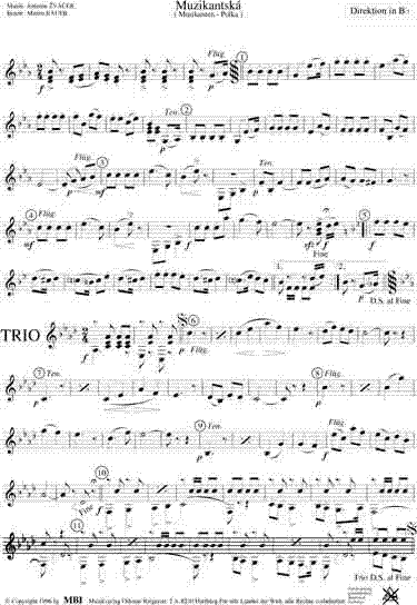 Muzikantska (Musikanten Polka) - Esempio di spartiti