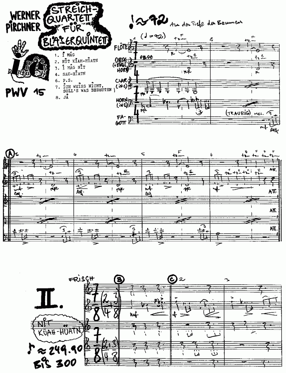 'Streich'-Quartett für Bläserquintett - Esempio di spartiti