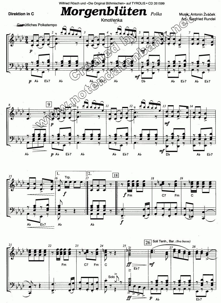 Morgenblüten (Kmotrenka-Polka) - Esempio di spartiti